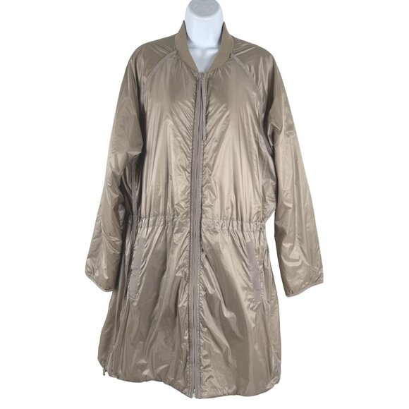 Athleta Summit Insulated Parka Jacket XL Beige Gold Primaloft Nylon CJ-2053 - Picture 1 of 10